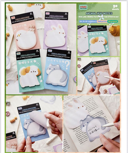 cute animal hug sticky notes