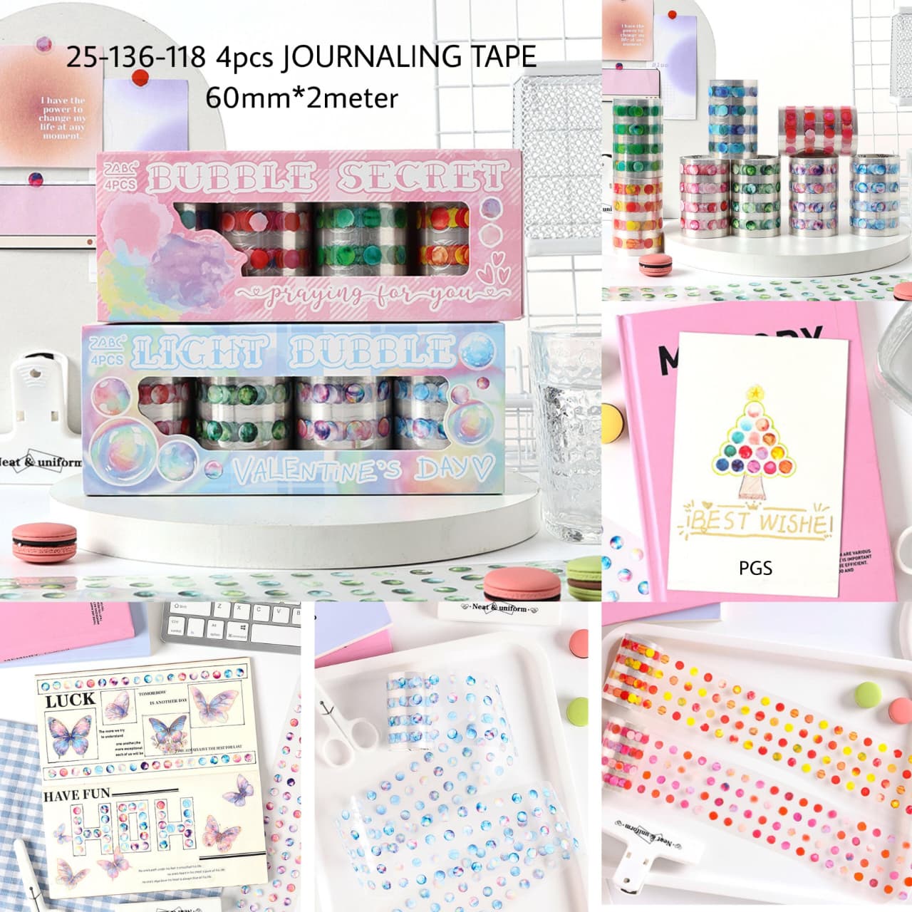 Cute Bubbles Sticker Roll Set ( 4 Pcs )