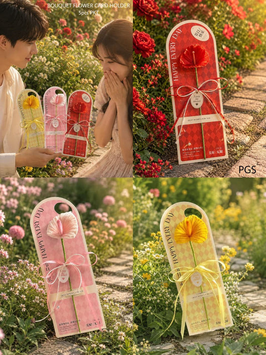 Bouquet Flower Card (5 Pcs set ) - medium