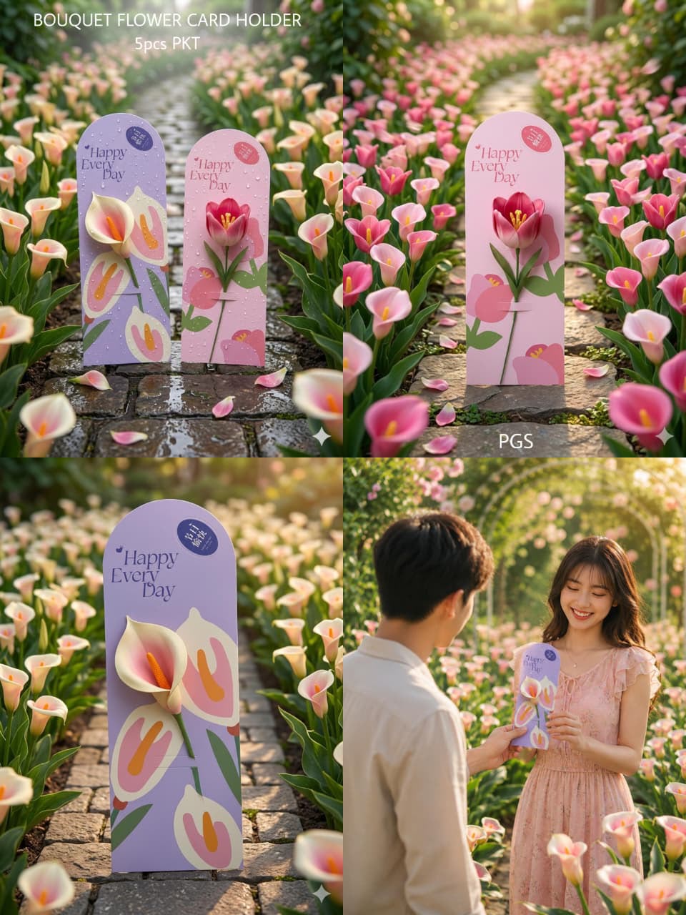 Bouquet Flower Card (5 Pcs set ) - medium
