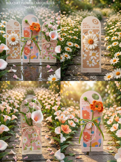 Bouquet Flower Card (5 Pcs set ) - medium