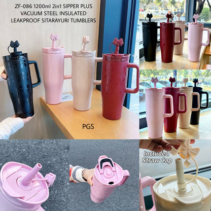 Ribbbowi Bow pintresty 2 in 1 Sipper Plus Tumbler with Topper - 1200ML