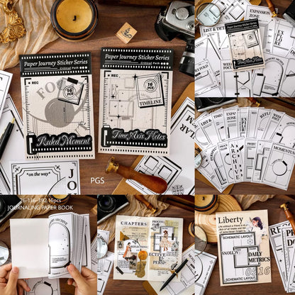 Paper Journaling Sticker Series - 16 Pcs