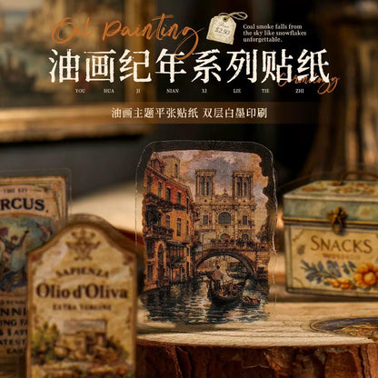 Vintage Oil Painting Era Journaling Sticker - 6 Pcs