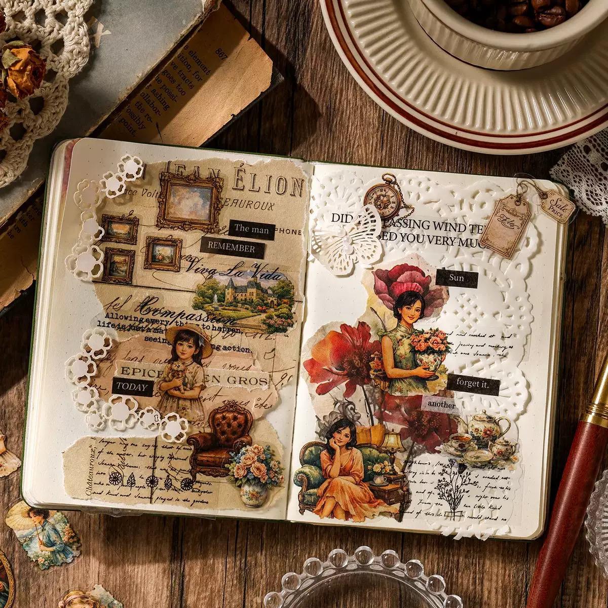 Vintage Oil Painting Era Journaling Sticker - 6 Pcs
