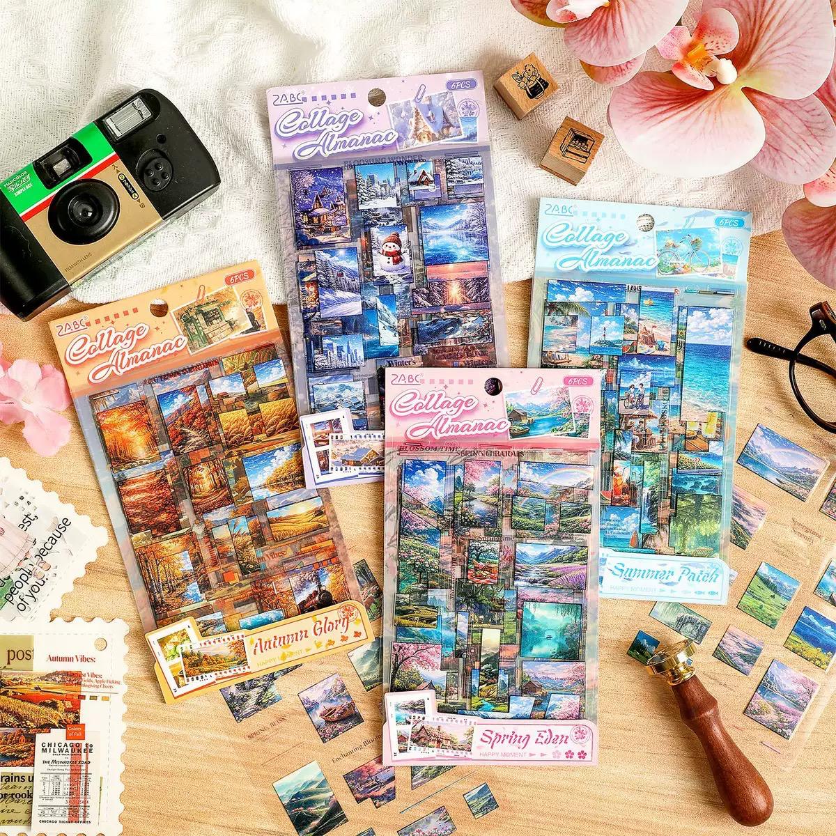Collage Season Journaling Sticker - 6 Pcs