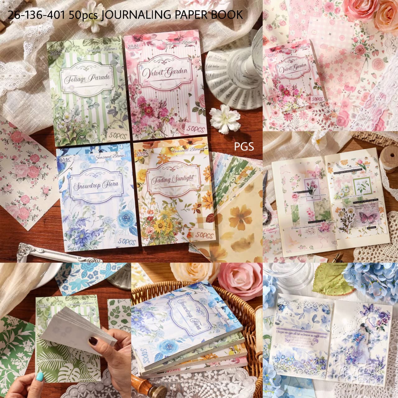 Vintage Garden Journaling Paper Book - 50 Pcs