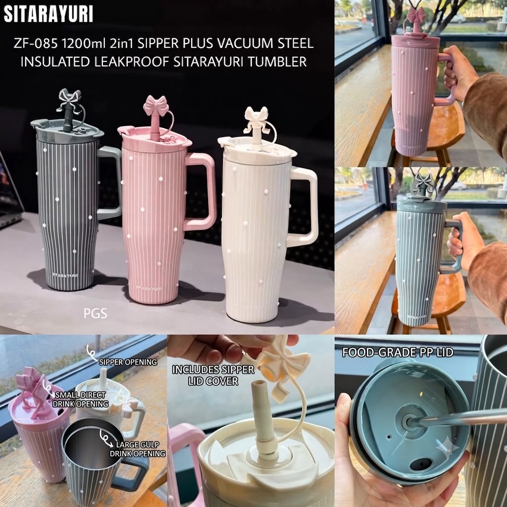 Pintresty Heart pearl  2 in 1 Sipper Plus Tumbler with Topper - 1200ML