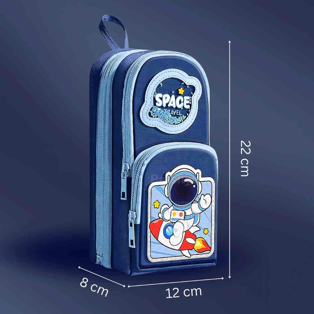 Space man pencil pouch - 3 zip