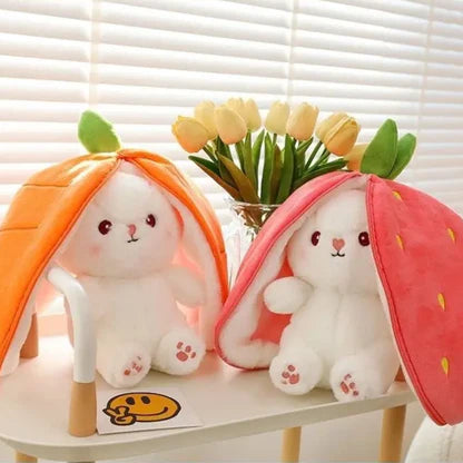 Strawberry secret bunny soft toy - pink