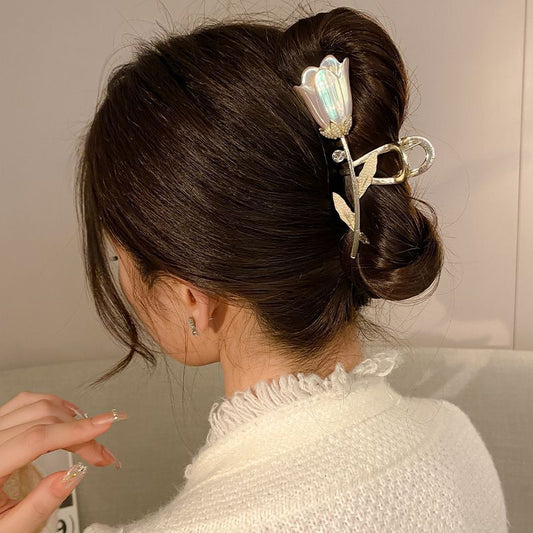 Tulip holo metal hair claw clip