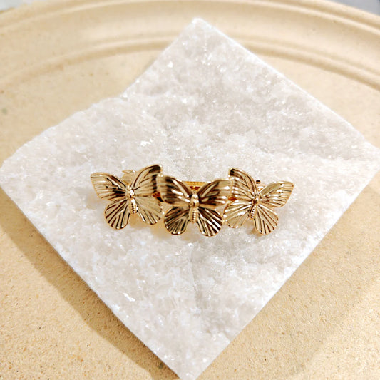 Golden butterfly metal hair clip