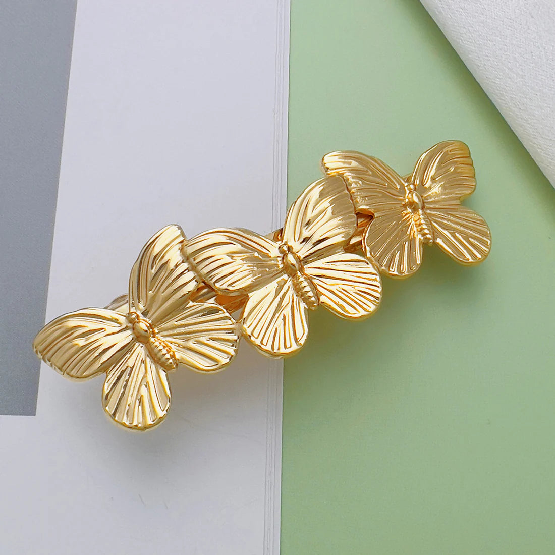 Golden butterfly metal hair clip