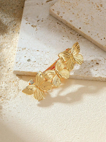 Golden butterfly metal hair clip