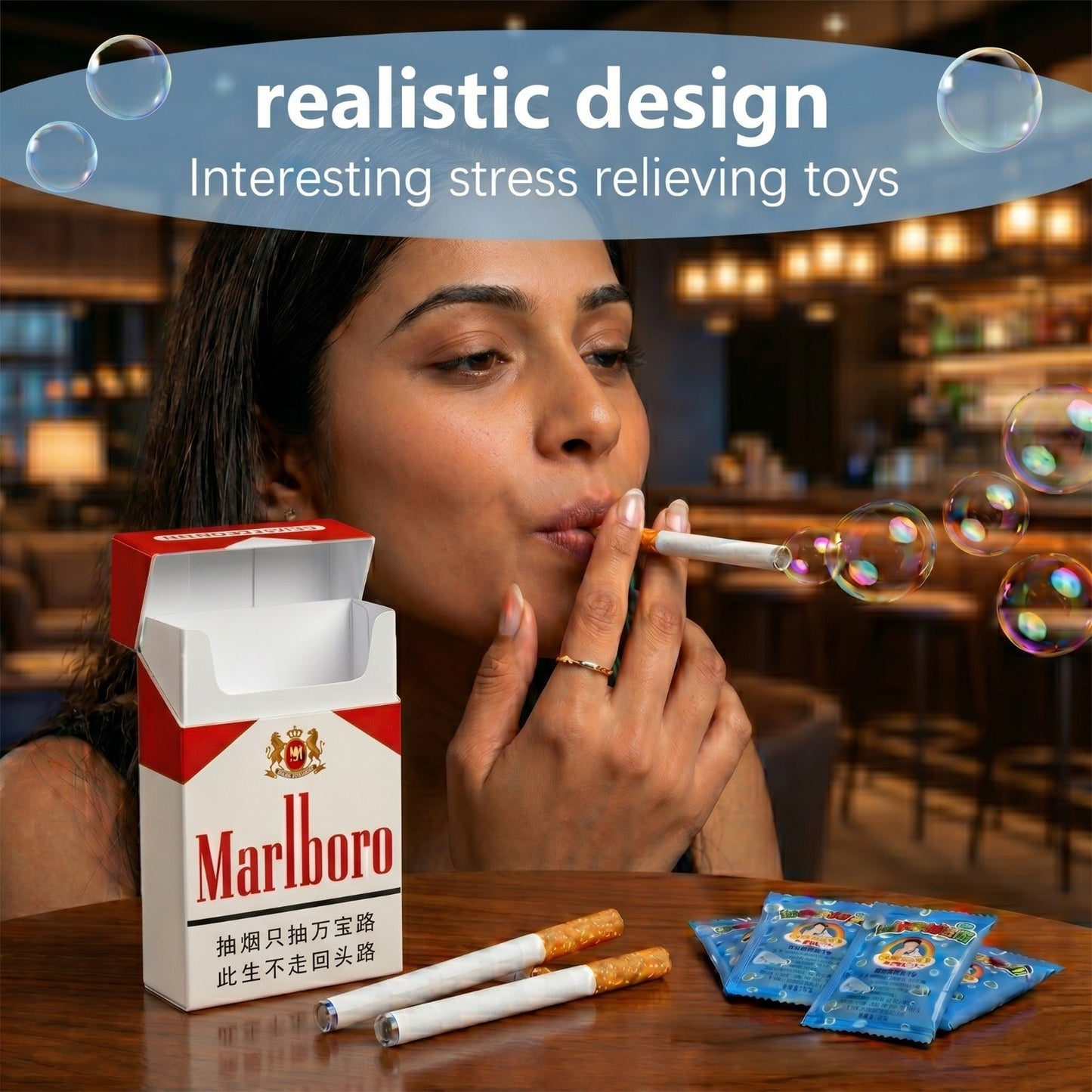 Bubbles cig blower  (Includes Case + 2 Fake Sticks + 2 Random Bubble Solution Packs)