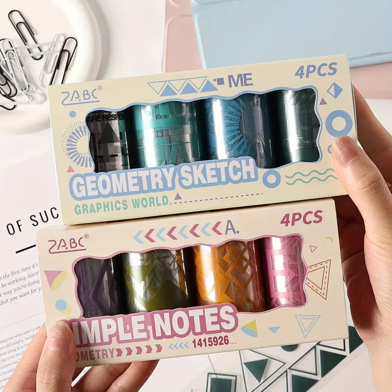 Geometric Shape Sticker Roll Set ( 4 Pcs)