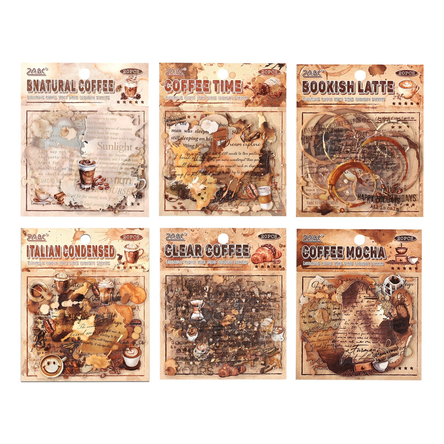 Coffee Vintage Journaling Sticker -20 Pcs