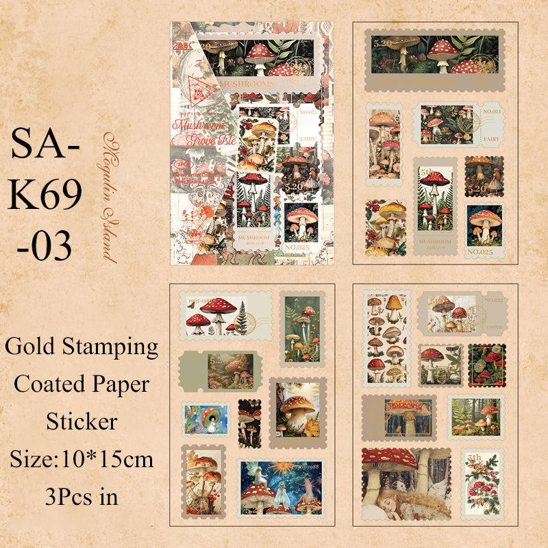 Vintage Stamp Sticker Book 3 Pcs