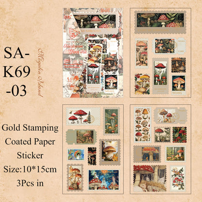 Vintage Stamp Sticker Book 3 Pcs