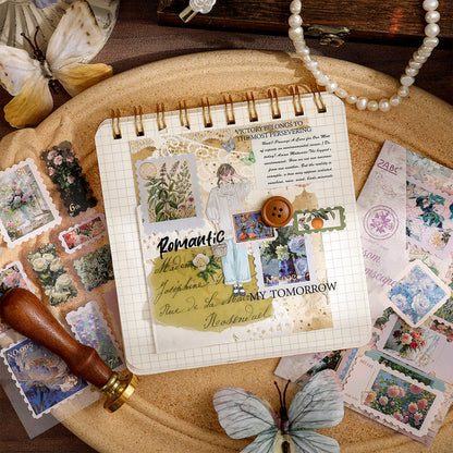 Vintage Stamp Sticker Book 3 Pcs