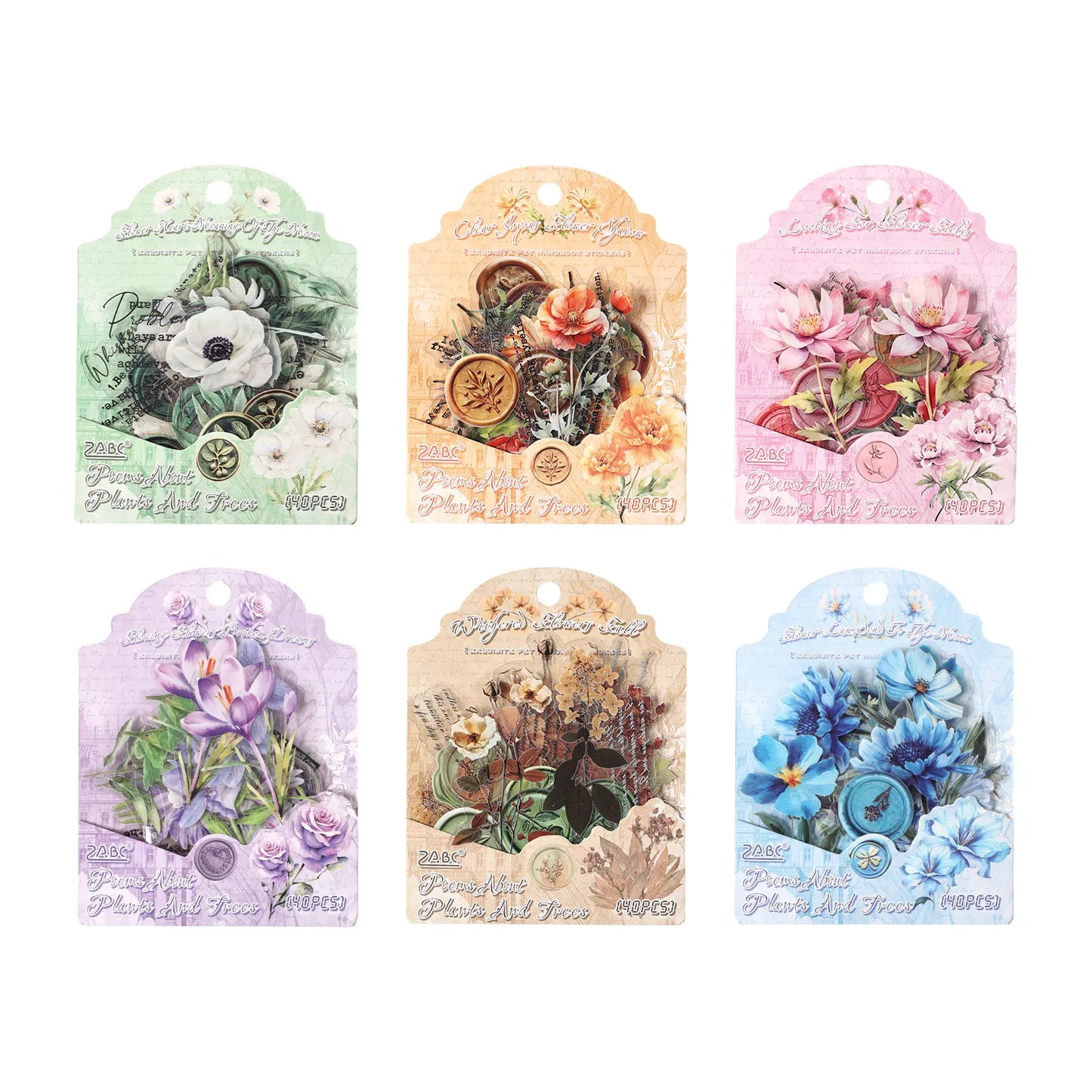 Flower Stamp Stickers - 40 Pcs