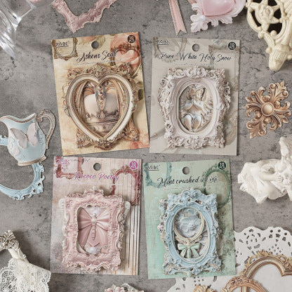 Royal Frames and Flowers Vintage Sticker -10 Pcs
