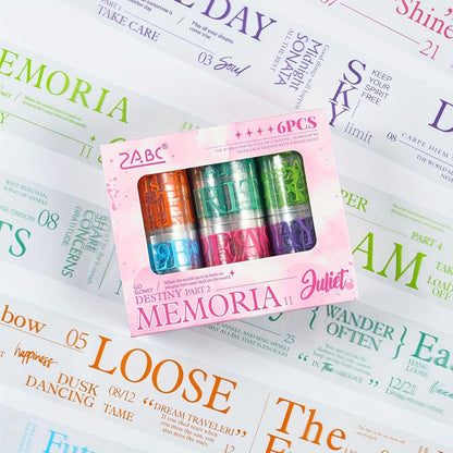 Wordings Journaling Sticker Tape Roll - 6 Pcs