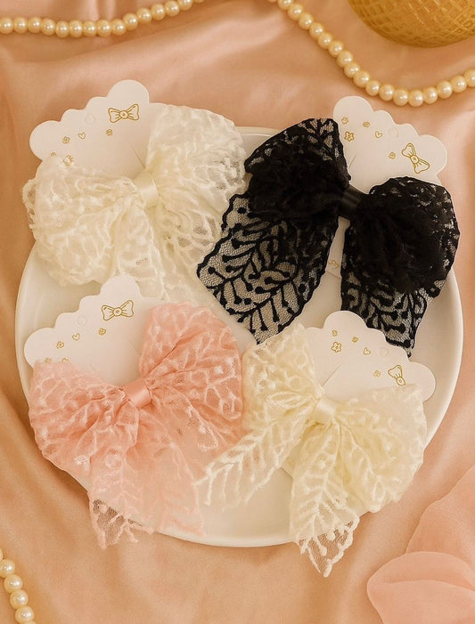 korean lace bow hair pin