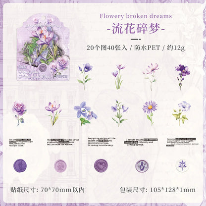 Flower Stamp Stickers - 40 Pcs