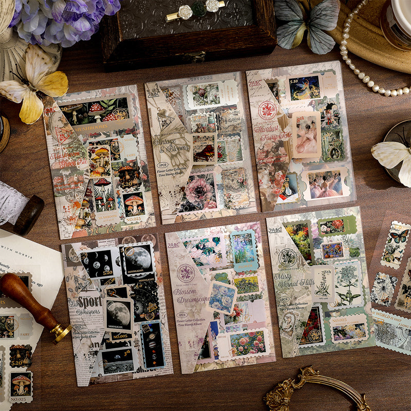 Vintage Stamp Sticker Book 3 Pcs