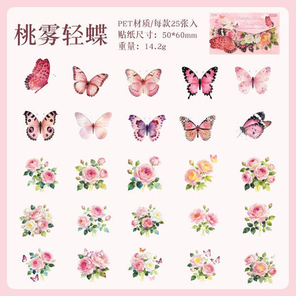 Butterfly Flower Sticker - 25 Pcs
