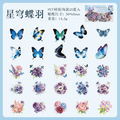 Butterfly Flower Sticker - 25 Pcs