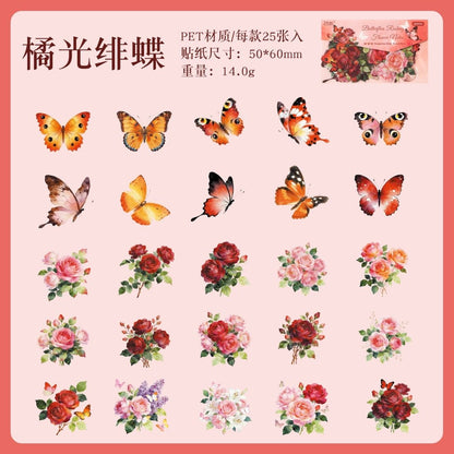 Butterfly Flower Sticker - 25 Pcs