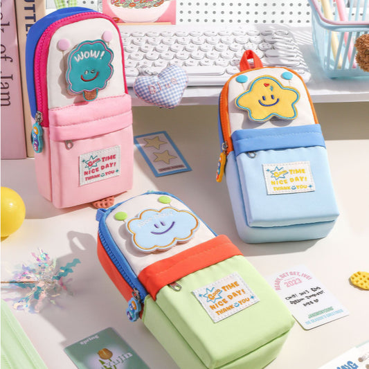 Good luck puffy pencil pouch - 3 zipper