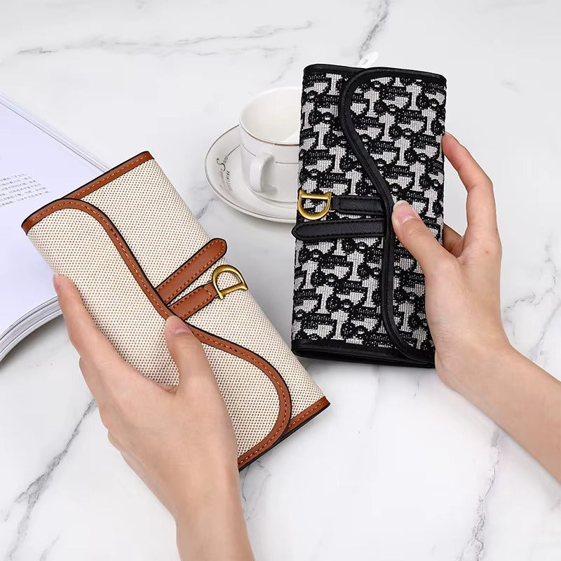 Korean sleek D long wallets