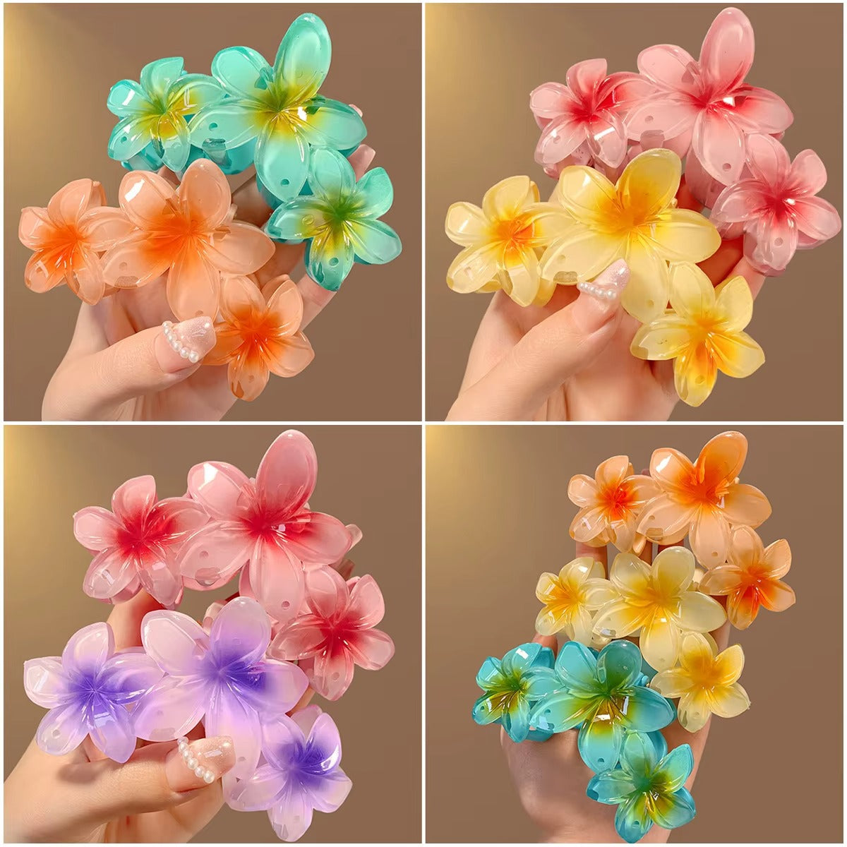 3 Flower Pintresty Hair Claw Clip