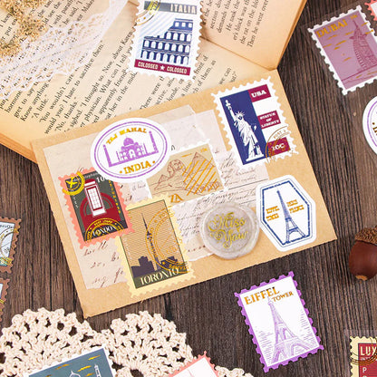 Vintage Stamp Sticker Sheet - 4 Sheets