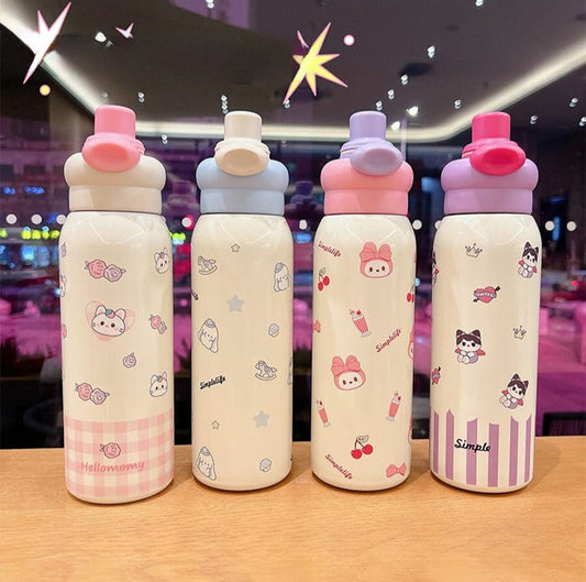 2 In 1 Cute Stainless Steel Sipper ( 600 ML )