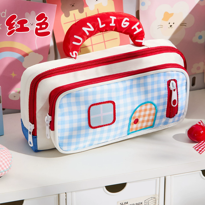 Sunlight puffy pencil pouch - 3 zipper