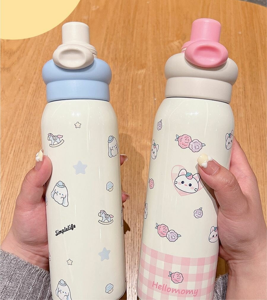 2 In 1 Cute Stainless Steel Sipper ( 600 ML )
