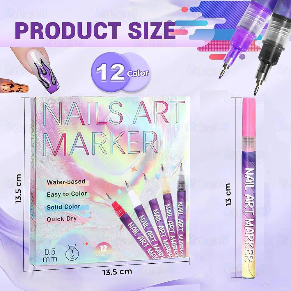 Nail Art Marker Set-12 Pcs
