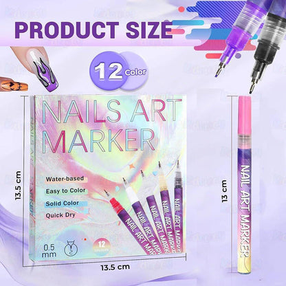 Nail Art Marker Set-12 Pcs