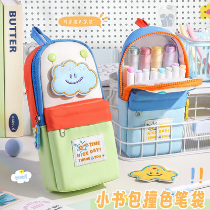 Good luck puffy pencil pouch - 3 zipper