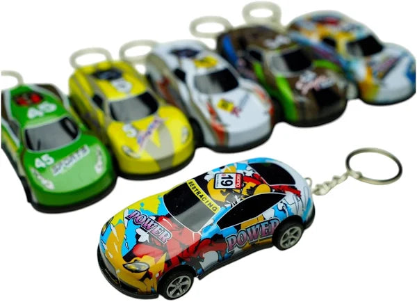 Push back metal car keychain