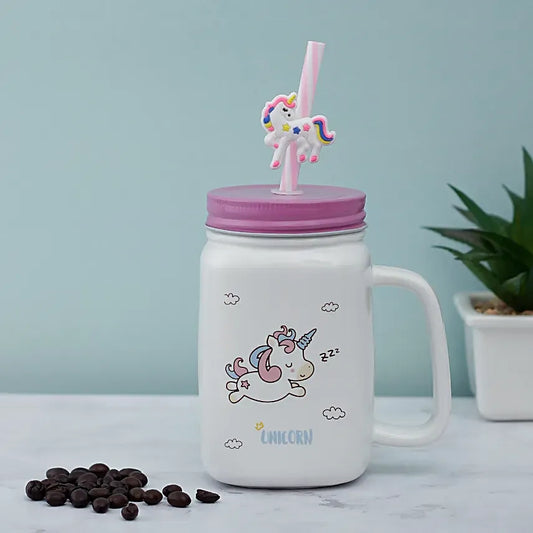 Unicorn Ceramic Mason Jar